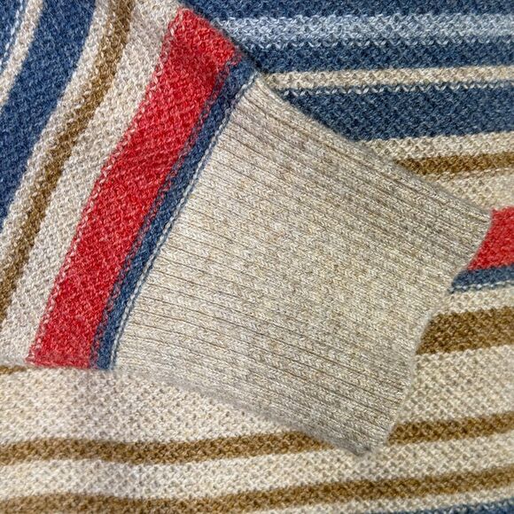 L.L. Bean Cotton Striped Pullover Sweater Large Petite Blue Pink Beige - Picture 5 of 9